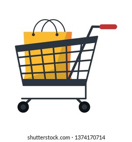 Shoppingcart with bag symbol