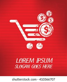 Shopping,commerce on red background,poster grunge design