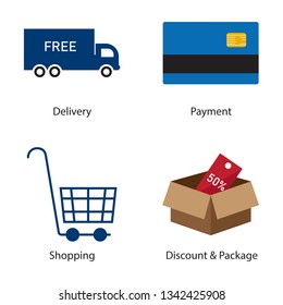 shopping-online flat icon,symbol and vector,Can be used for web, print and mobile