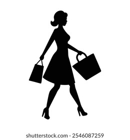 shopping-silhouette-vector-illustration, this is a editable file.