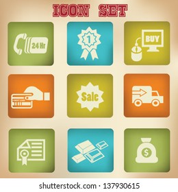 Shopping,vintage icons,vector