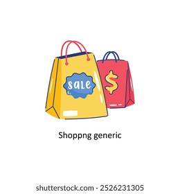 Shoppng generic doodle vector outline Sticker. EPS 10 file