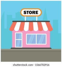 Shops Facades Flat Illustrations Set. Family Bakery, Grocery Store Exterior. Clothes Fashion Boutique Isolated Clipart. Pharmacy, Drugstore Building Design Element. Shopping, Commerce, Trade