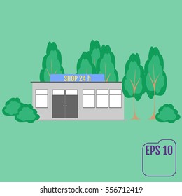 Shops flat concept. vector illustration