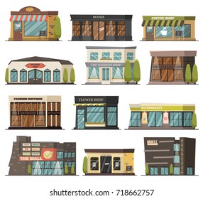 Shops orthogonal icons set with wedding and flower shop symbols isolated vector illustration 