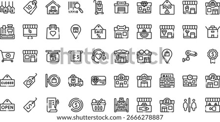 Shops and stores icons High-Quality Vector Icons Collection with Editable Stroke. Ideal for Professional and Creative Projects