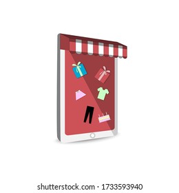 Shops and stores icons set in flat design style.