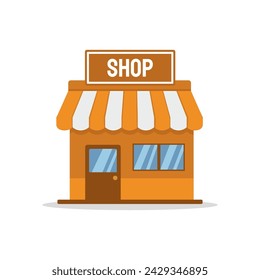 Shops and stores icons set in flat design style. Vector illustration