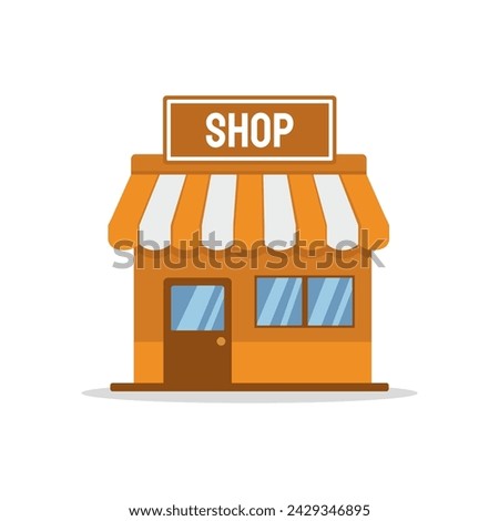 Shops and stores icons set in flat design style. Vector illustration