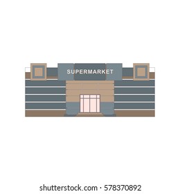 Shops stores and supermarket buildings flat UI icon isolated on white background. Vector illustration game object