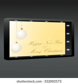 Shopwindow. Happy New Year. Background. Vector illustration