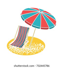shore beach and umbrella icon
