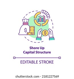 Icono de concepto de estructura de capital. Tratar de la inflación en la ilustración de línea delgada de ideas abstractas de negocios. Dibujo de contorno aislado. Trazo editable. Fuentes Arial, Myriad Pro-Bold utilizadas