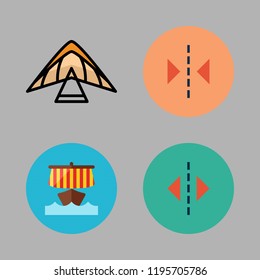 shore icon set. vector set about paragliding, reflection and viking ship icons set.