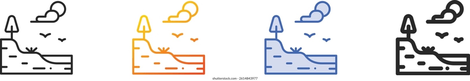 shore icon.Thin Linear, Gradient, Blue Stroke and bold Style Design Isolated On White Background