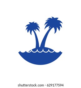 Shore palm wave icon vector