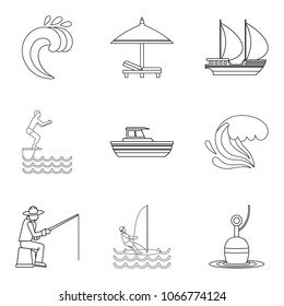 Shore rest icons set. Outline set of 9 shore rest vector icons for web isolated on white background