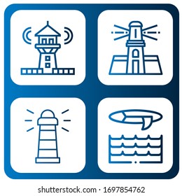 shore simple icons set. Contains such icons as Lighthouse, Surf, can be used for web, mobile and logo