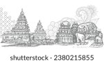 Shore Temple Mahabalipurama vector illustration 
