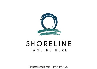 Shoreline Logo Design Vector Illustration. Shoreline Suitable For Holiday And Vacation Logos.