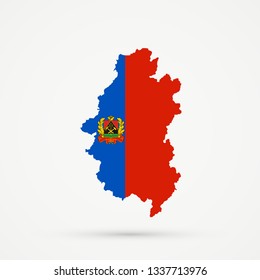Shors ethnic territory ( Mountainous Shoria, Russia ) map in Kemerovo Oblast flag colors, editable vector.