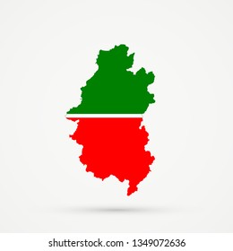 Shors ethnic territory ( Mountainous Shoria, Russia ) map in Tatarstan flag colors, editable vector.