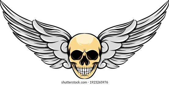 The short angle wings with the unique human dead skull of illustration