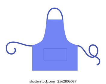 Short Apron with pocket technical fashion illustration. Chef uniform for cooking blue cartoon Flat sketch outline apparel template front view. Women, men unisex mockup isolated on white background