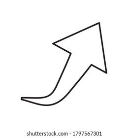 icono de flecha de arco corto hacia arriba sobre fondo blanco, estilo de línea, ilustración vectorial