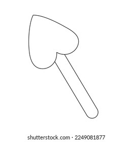 Short arrow with heart shaped tip, design element for Valentines Day, vector outline