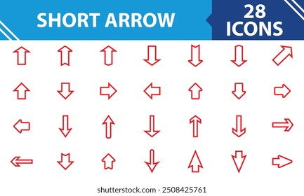 Short Arrow set. isolated on white background. Vector illustration. EPS 10