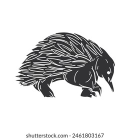 Short Beaked Echidna Icon Silhouette Illustration. Animals Vector Graphic Pictogram Symbol Clip Art. Doodle Sketch Black Sign.