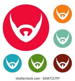 Short beard icons circle set vector isolated on white background