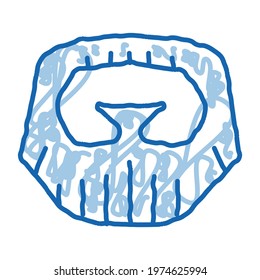 Short Beard Mustache sketch icon vector. Hand drawn blue doodle line art Short Beard Mustache sign. isolated symbol illustration