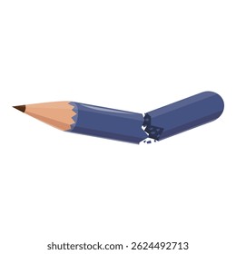 Lápis azul curto quebrado no meio, representando bloco do escritor e burnout criativo