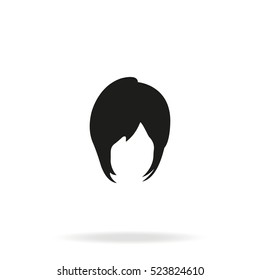 Short Bob Cut Hair Silhouette. Woman Hairstyle Icon.