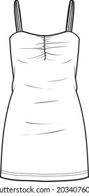 Ropa corta de cuerpo con correa de espagueti de moda de sketch plano vectorial Ilustración