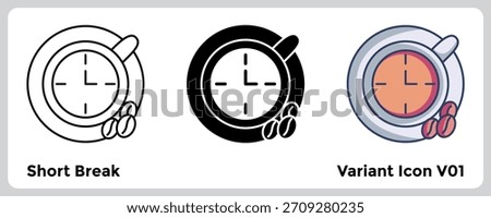 Short Break Icon encourages regular pauses to prevent mental fatigue and maintain consistent performance. Line, Filled, Color style.