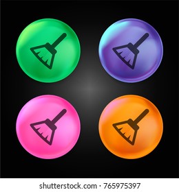 Short Broom crystal ball design icon in green - blue - pink and orange.