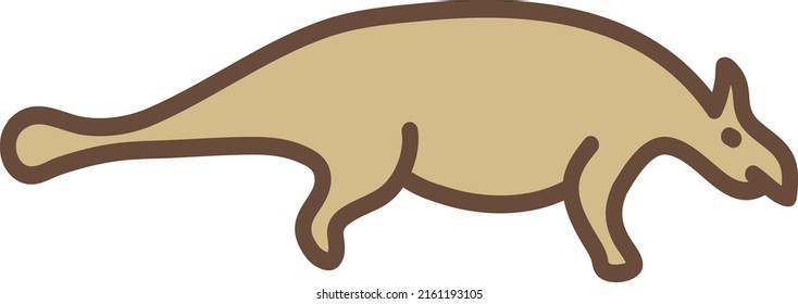 Short brown dinosaur, illustration, vector on a white background.