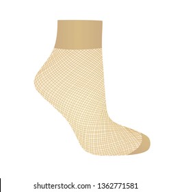 Short Brown Fishnet Socks. Vector Illustration