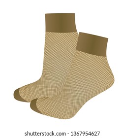 Short Brown Fishnet Socks. Vector Illustration