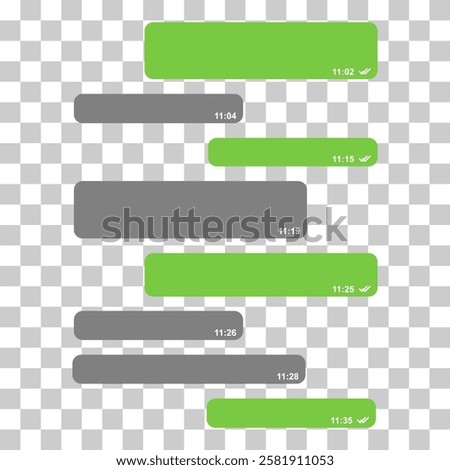 Short bubble message, chat speech conversation, interface dialog vector illustration .