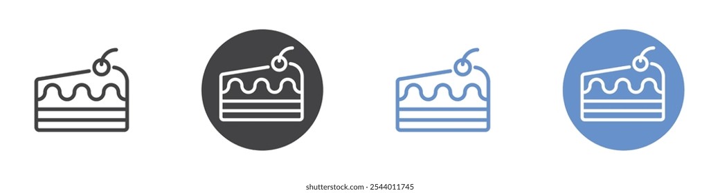 Icono de pastel corto Conjunto plano en color blanco y negro