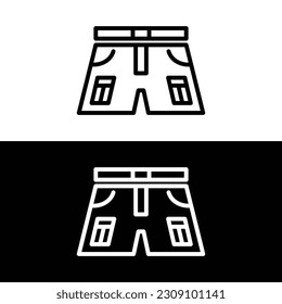 Short cargo pants icon. Short cargo technical fashion illustration with mid-thigh length, low waist, bellows pocket