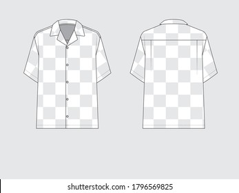 short checkered print hawaii shirt, flat pattern with vector illustration
