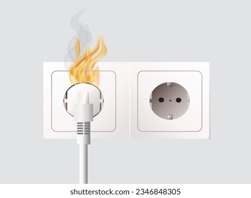Short circuit electric outlet fire