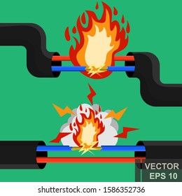 Short circuit. Electricity. The wire. Fire. For your design.