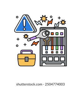 Short Circuit Fill Color Icon, Vector illustration