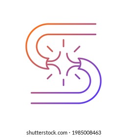 Short circuit gradient linear vector icon. Voltage streaming excess. Appliance damage. Excessive current flow. Thin line color symbols. Modern style pictogram. Vector isolated outline drawing
